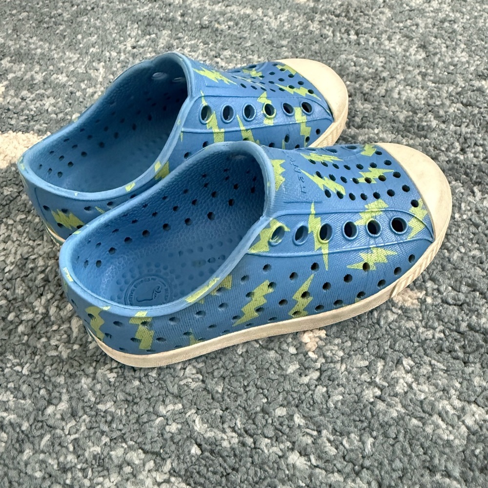 Native Shoes Kids Blue and Green Lightning Sneakers